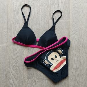 Paul Frank Julius Monkey Pink and Black Swimsuit Bikini Set